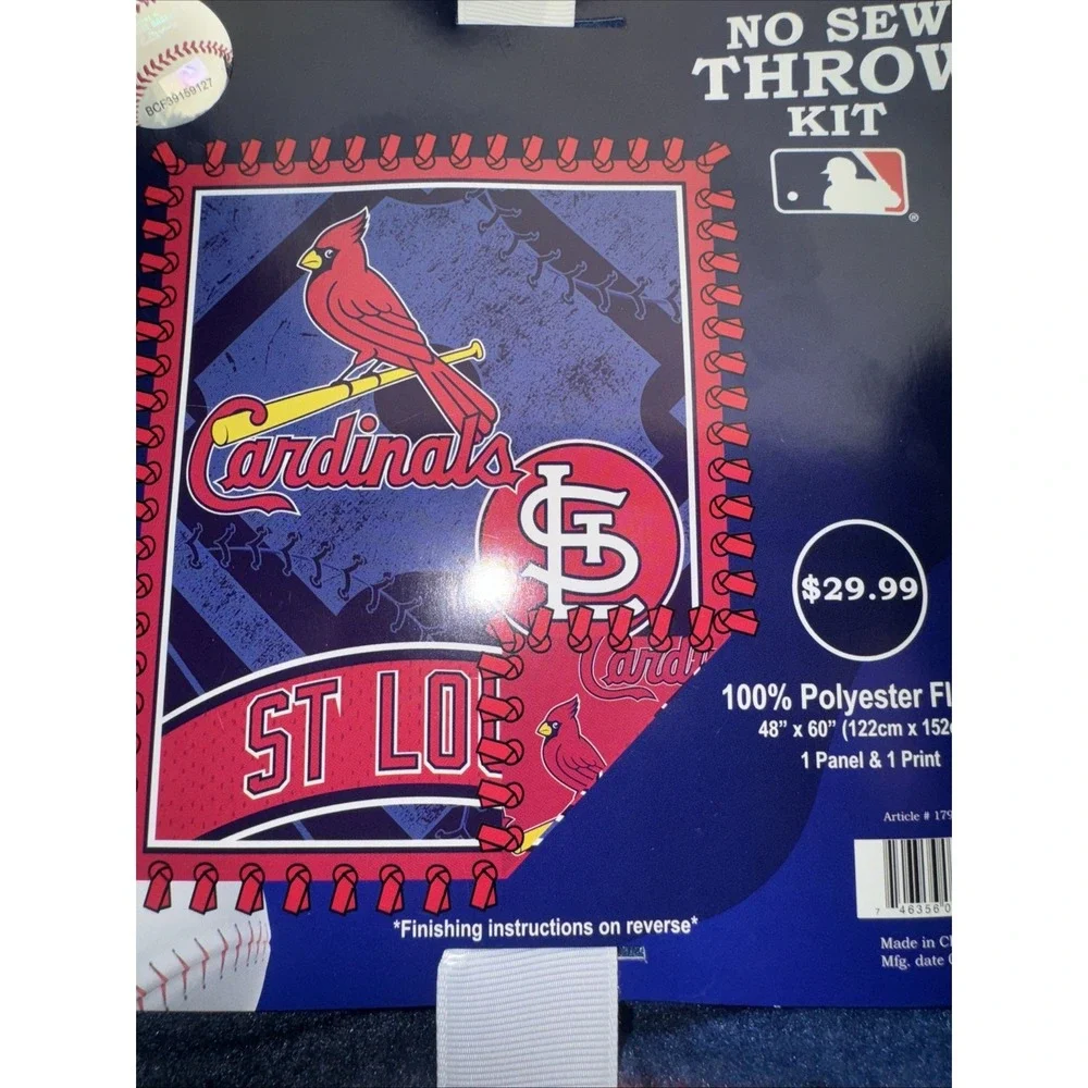 St. Louis Cardinals No Sew Throw Kit 100% Polyester Fleece‎ Blanket 48